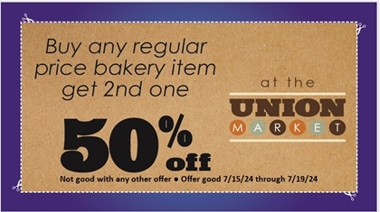 Buy any regular price bakery item and get 2nd one 50% off